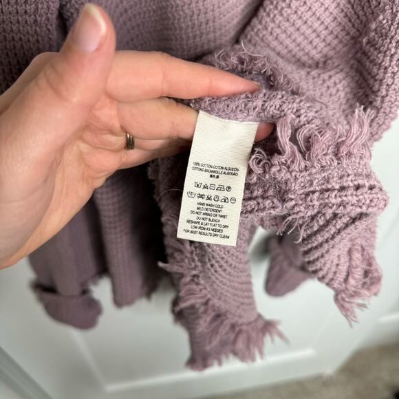 Free People Moonshine Purple Pink Cold Shoulder Knit Sweater Size Small - Picture 4 of 6